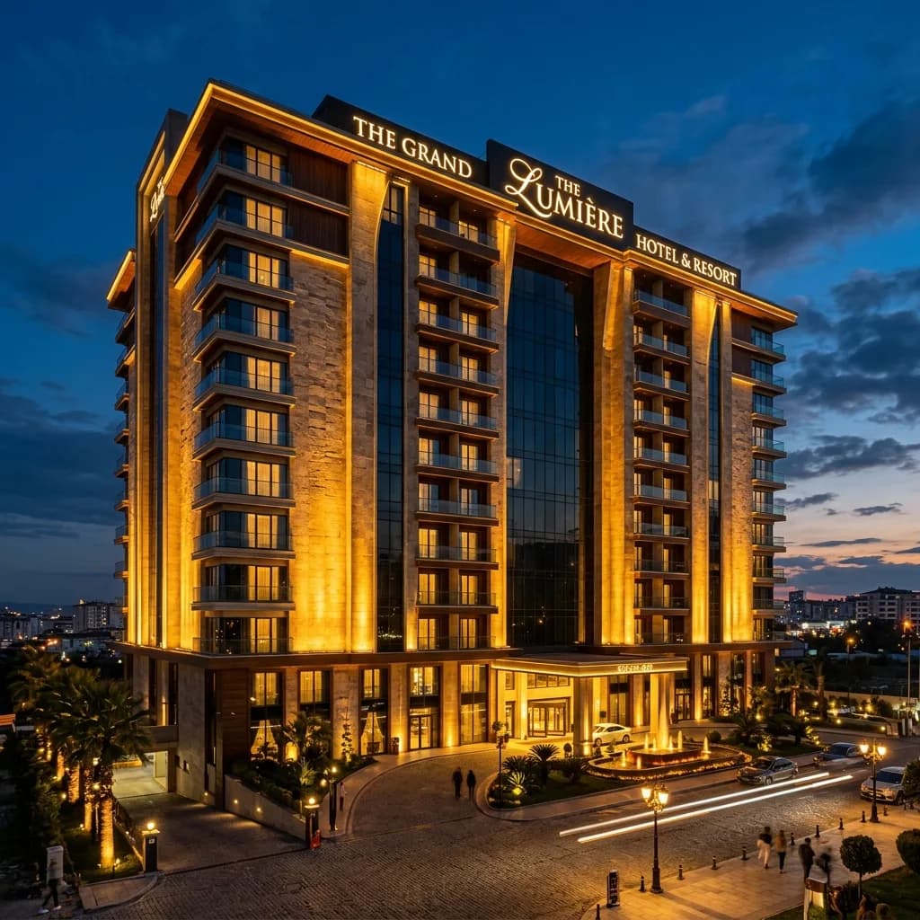 Otel cephesi wallwasher hattı — uygulama fotoğrafı